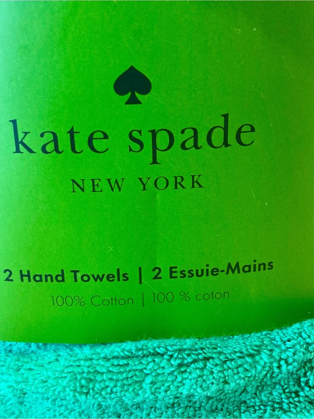 NWT and packaging Kate Spade 100% cotton plush emerald green bath bundle